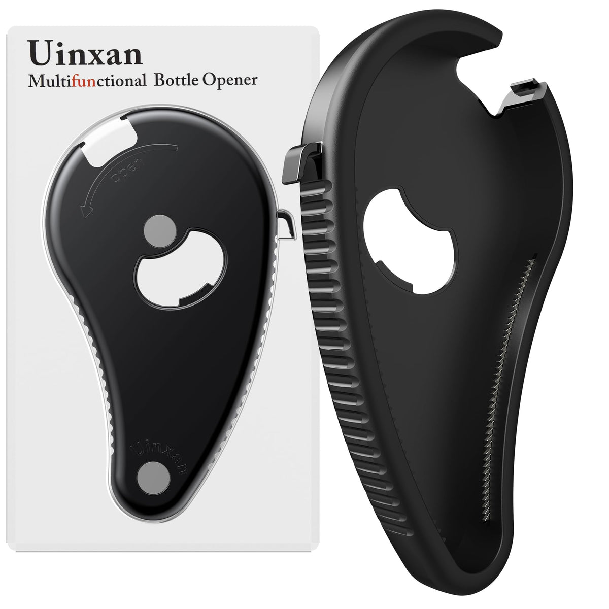 Uinxan multifunctional opener grips bottle and jar lids with ease for home use