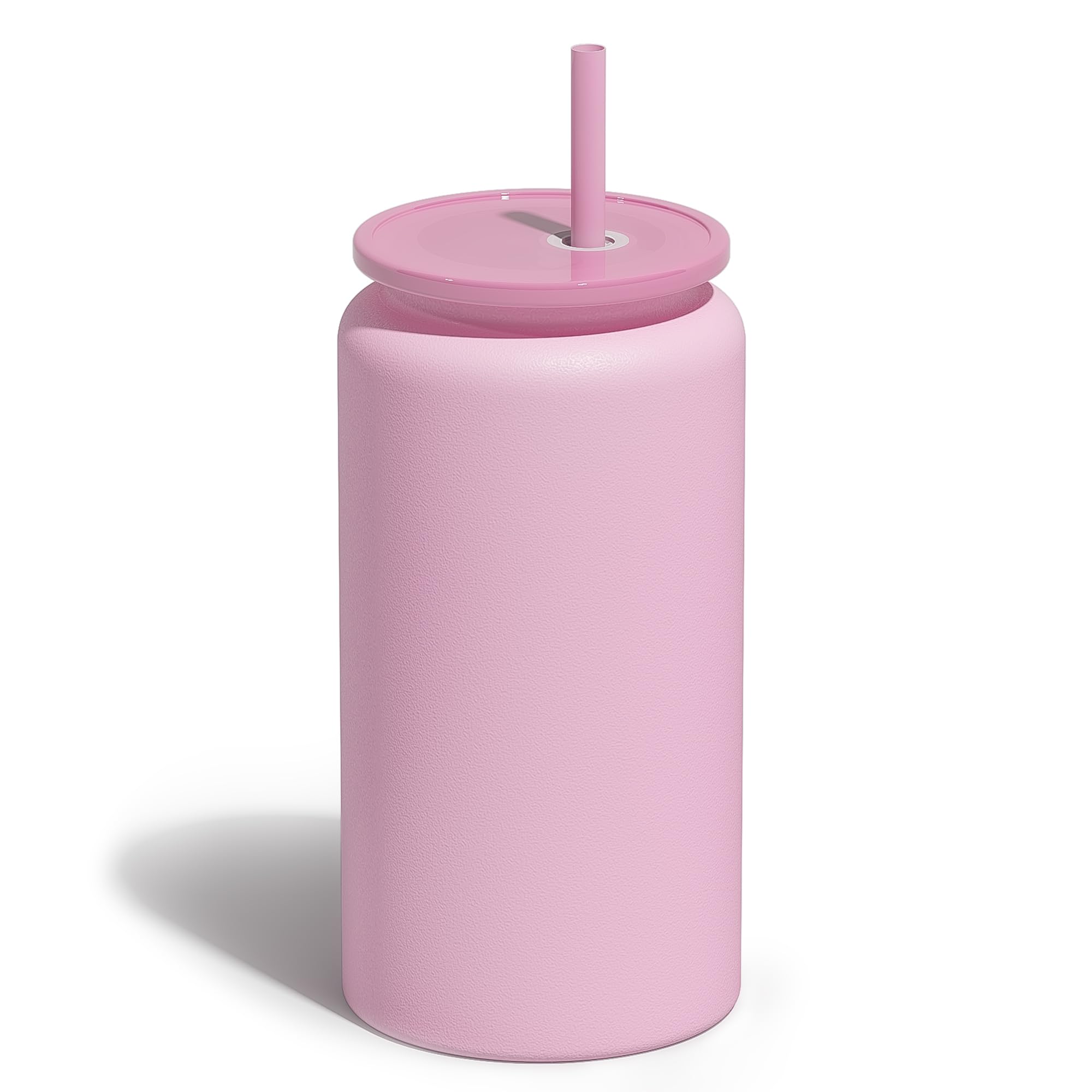 UIRZOTN 16oz tumbler with pink textured matte finish for a secure grip.