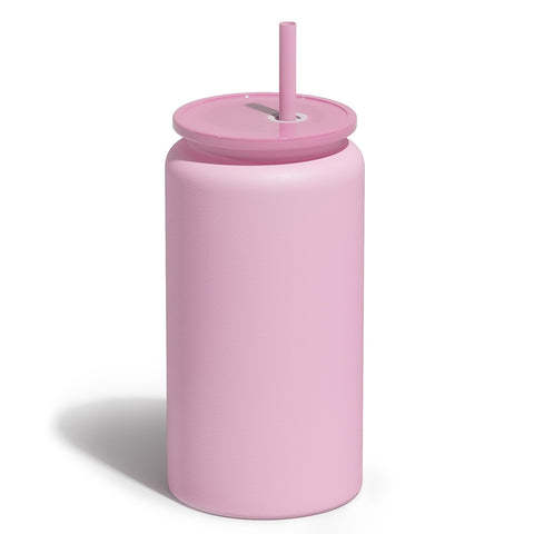 UIRZOTN 16oz tumbler with pink textured matte finish for a secure grip.