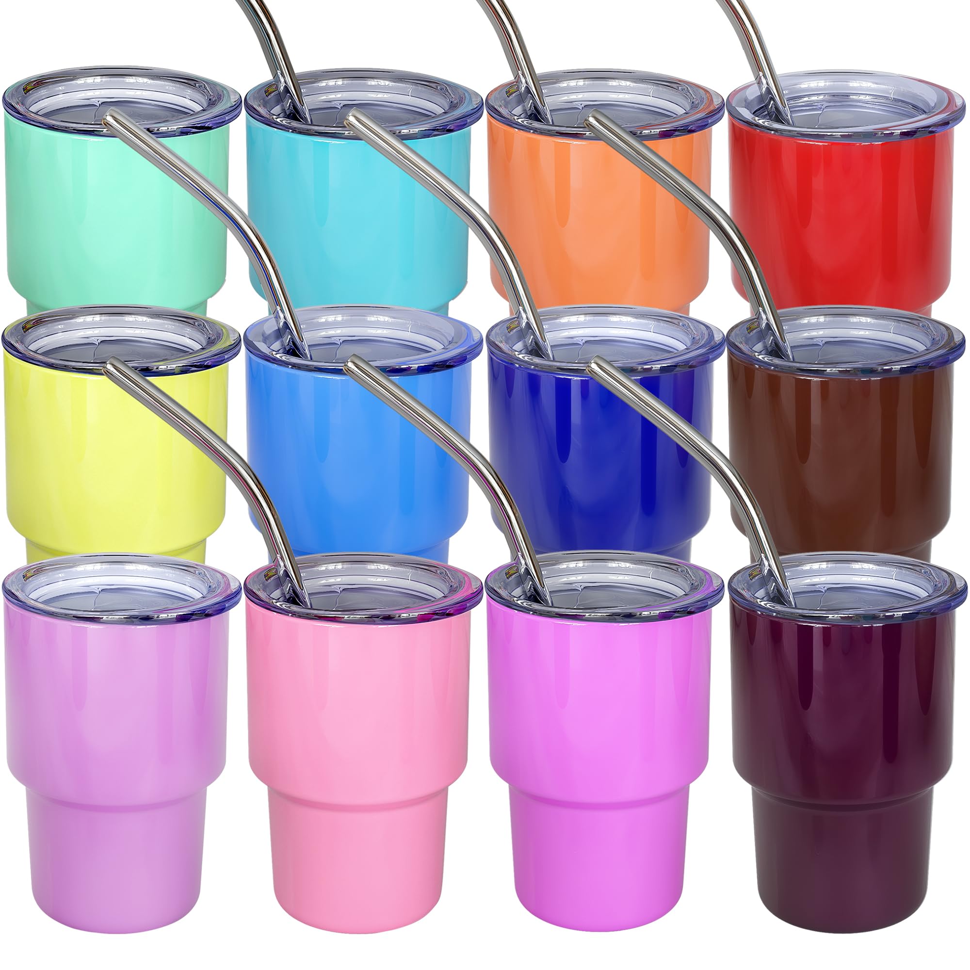 UIRZOTN 3oz mini tumbler with straw and lid for spill-free travel.