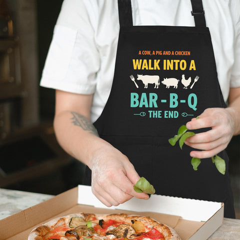 Uiycolk funny BBQ apron back view with adjustable neck strap