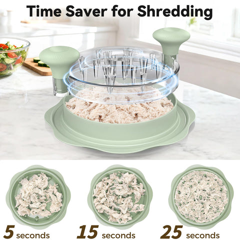Ukeetap 10-inch Pro Chicken Shredder in use shredding chicken breast.