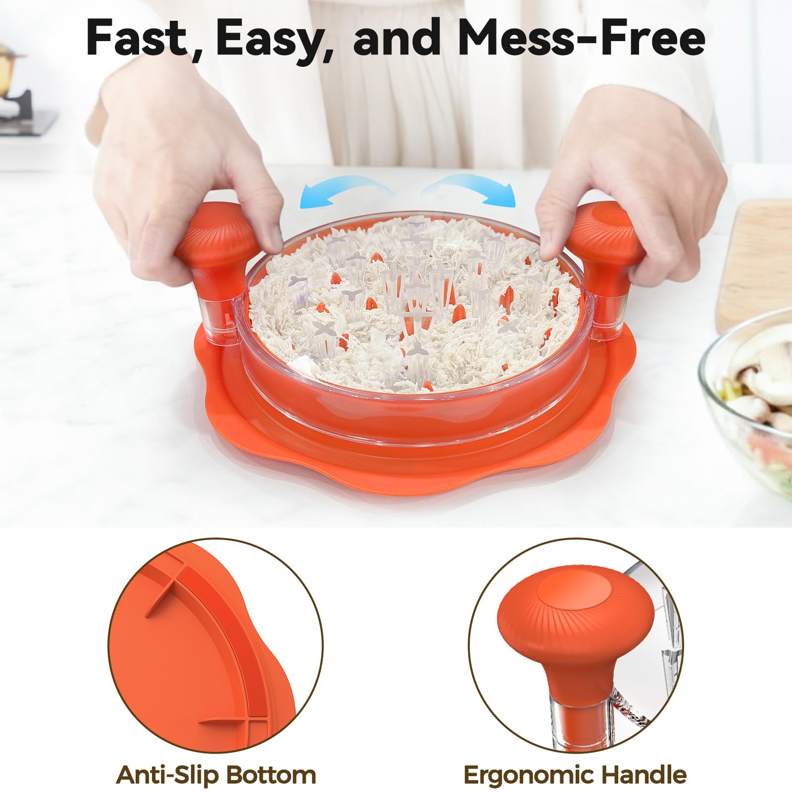 Ukeetap 10-inch Pro shredder anti-slip bottom ensures stable shredding during prep.