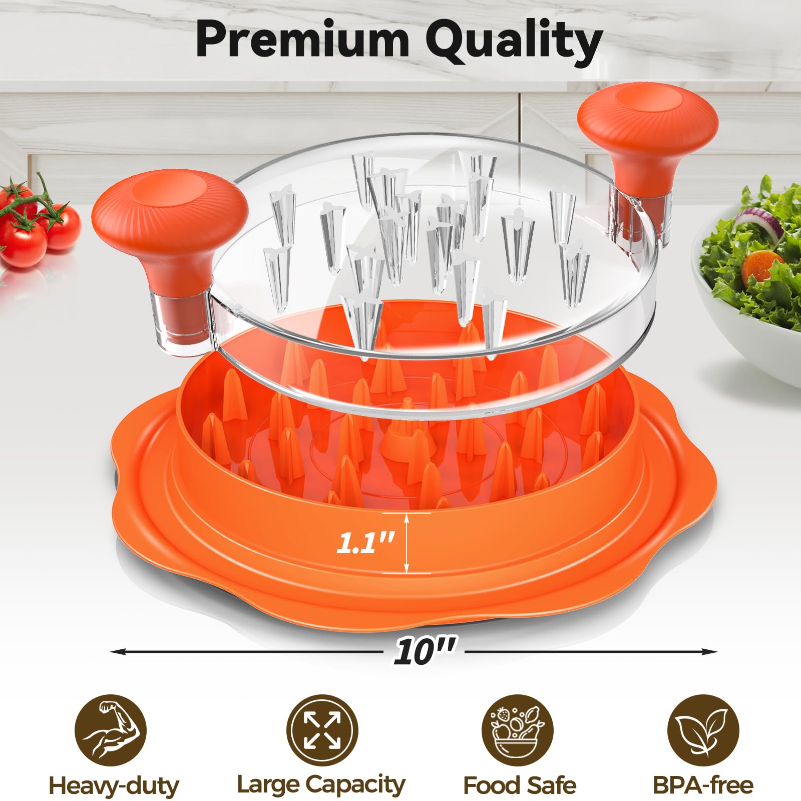Ukeetap 10-inch Pro shredder teeth close-up highlights sturdy, durable construction.