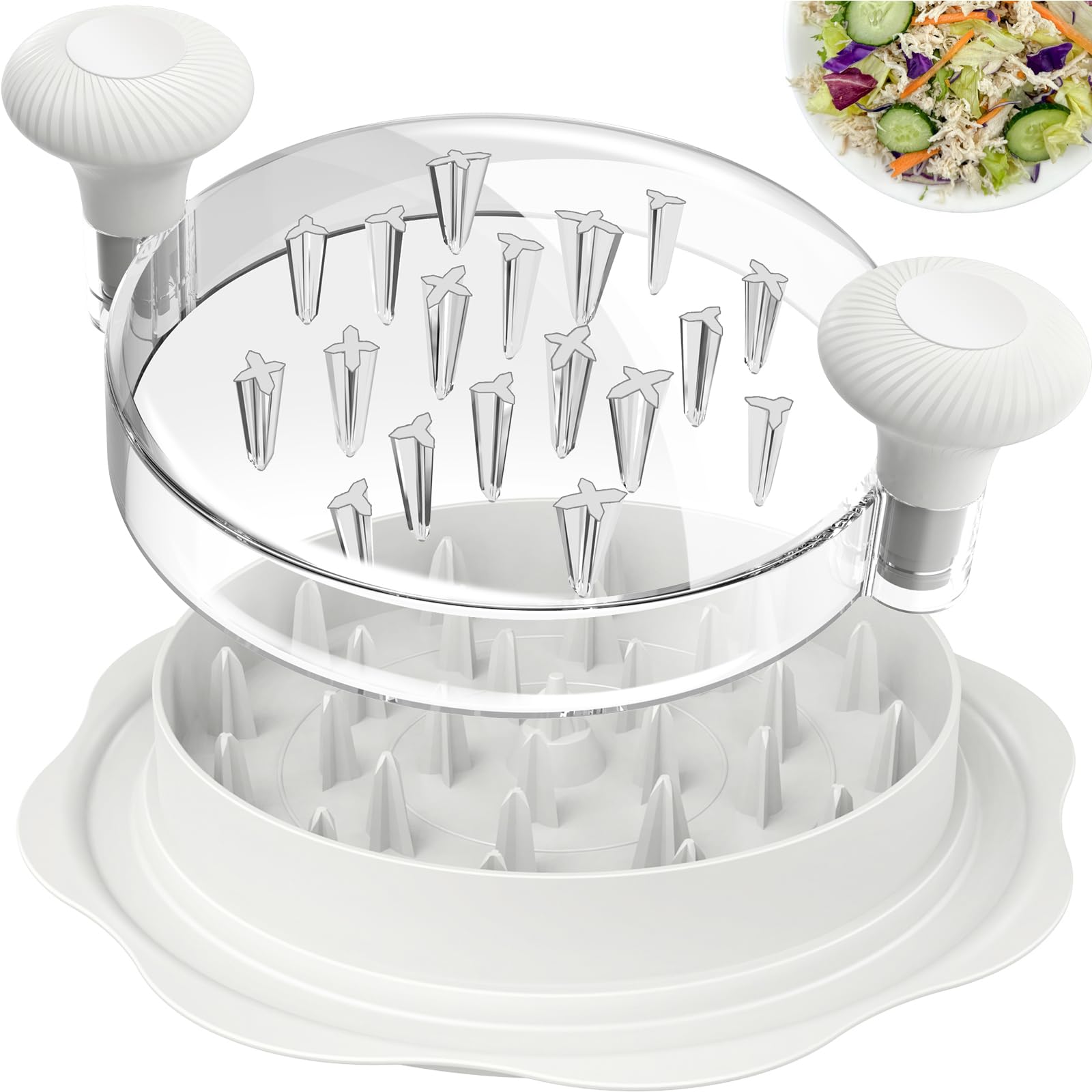 Ukeetap 10-Inch Pro Chicken Shredder top view shows efficient shredding action.