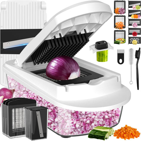 Ukeetap 8-blade chopper with container for fast, mess-free prep.