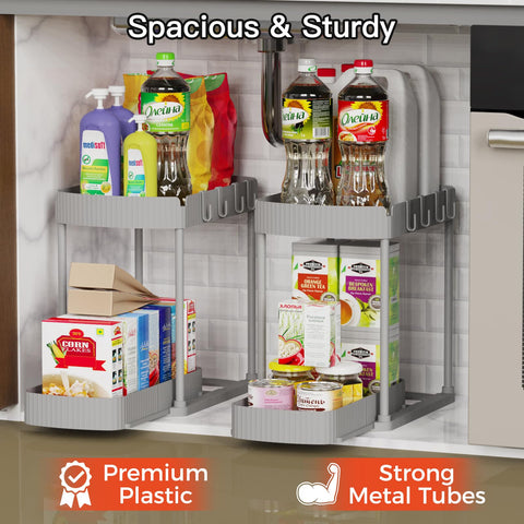 Ukeetap bathroom and kitchen storage in grey offers versatile organization.