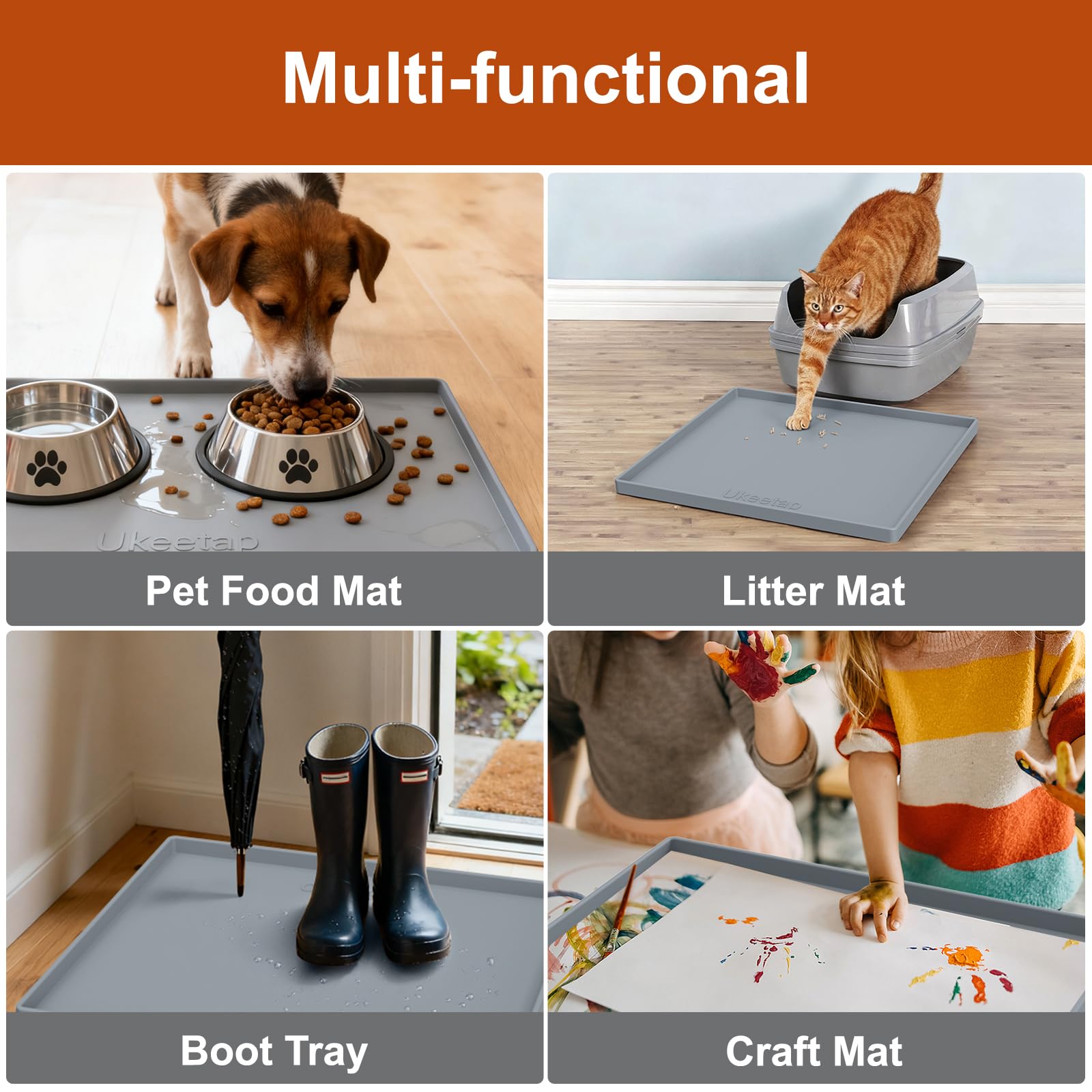 Ukeetap boot-tray silicone mat serves as a versatile spill tray.