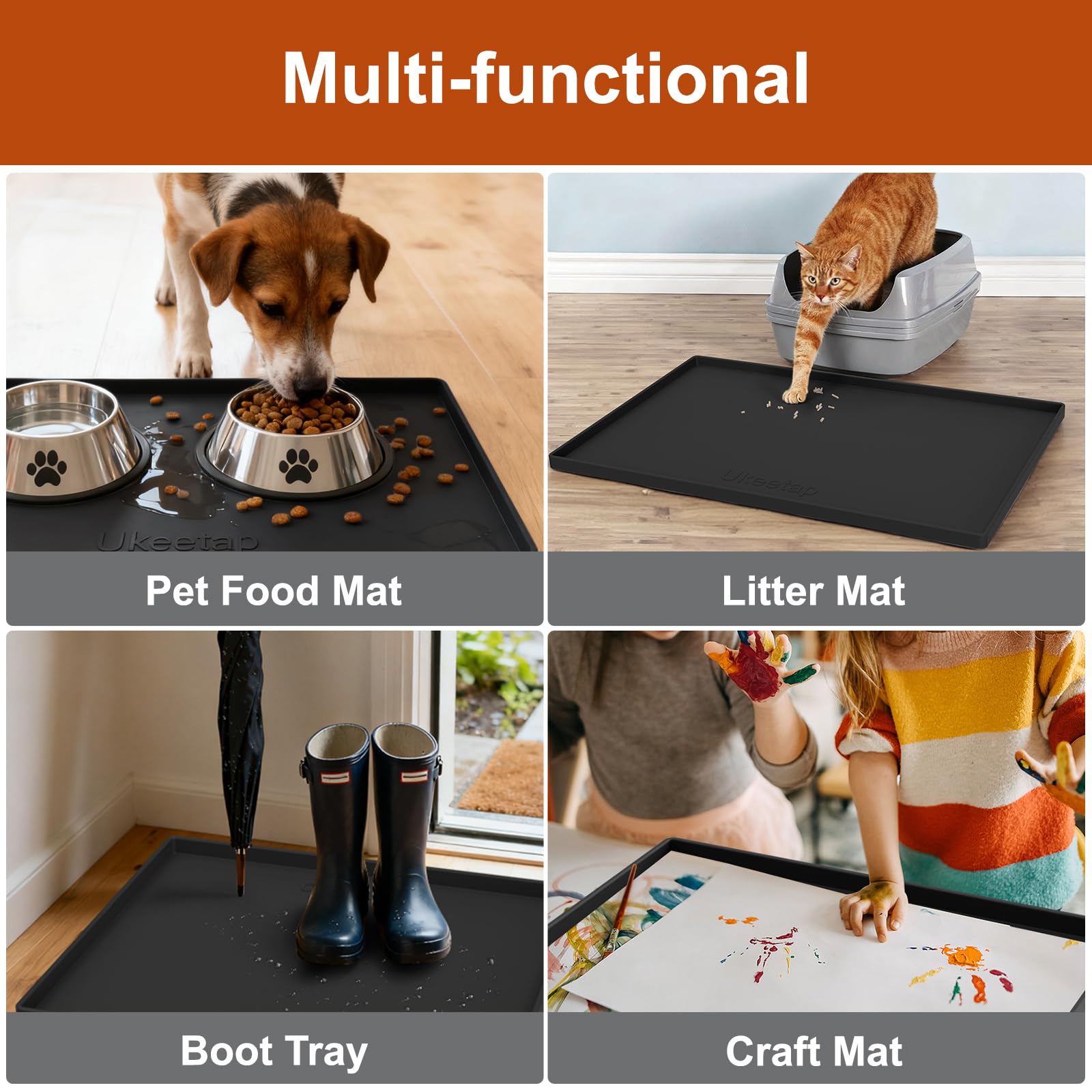 Ukeetap boot tray catches dirt and water at the entry