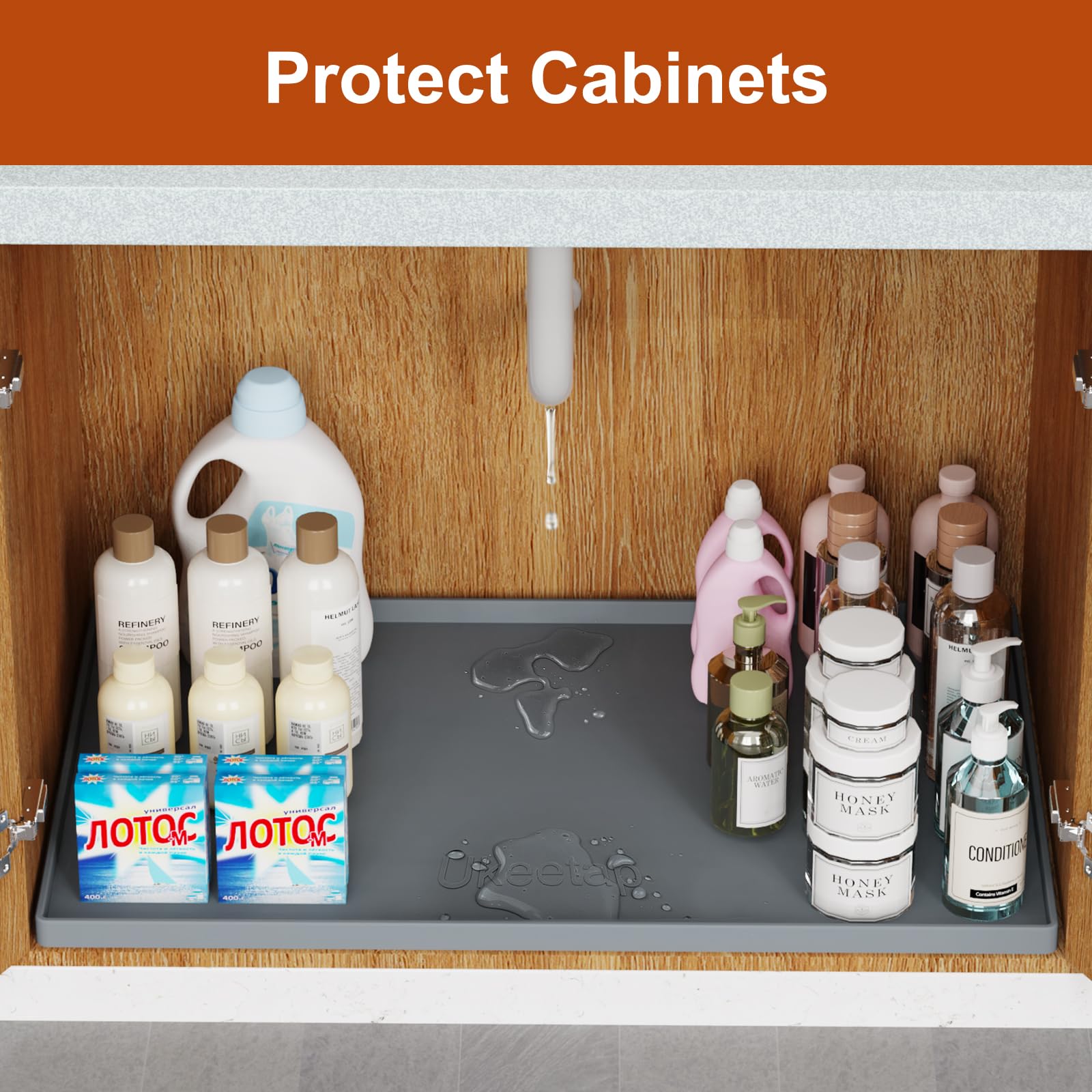 Ukeetap cat-litter silicone mat traps litter and protects floors.