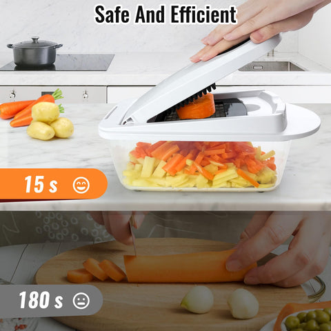 Cucumbers and tomatoes chopped with Ukeetap for quick salads.
