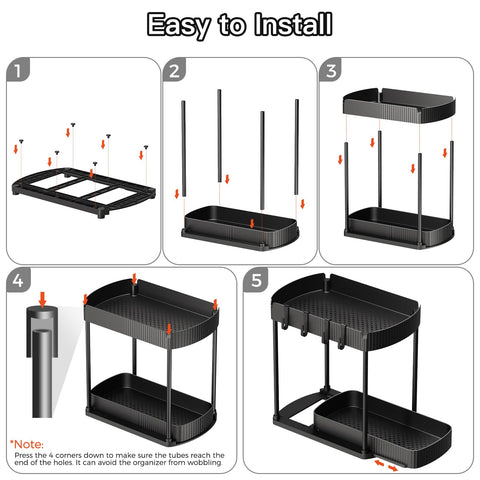 Ukeetap multi-purpose organizer in use under cabinet for clutter control.