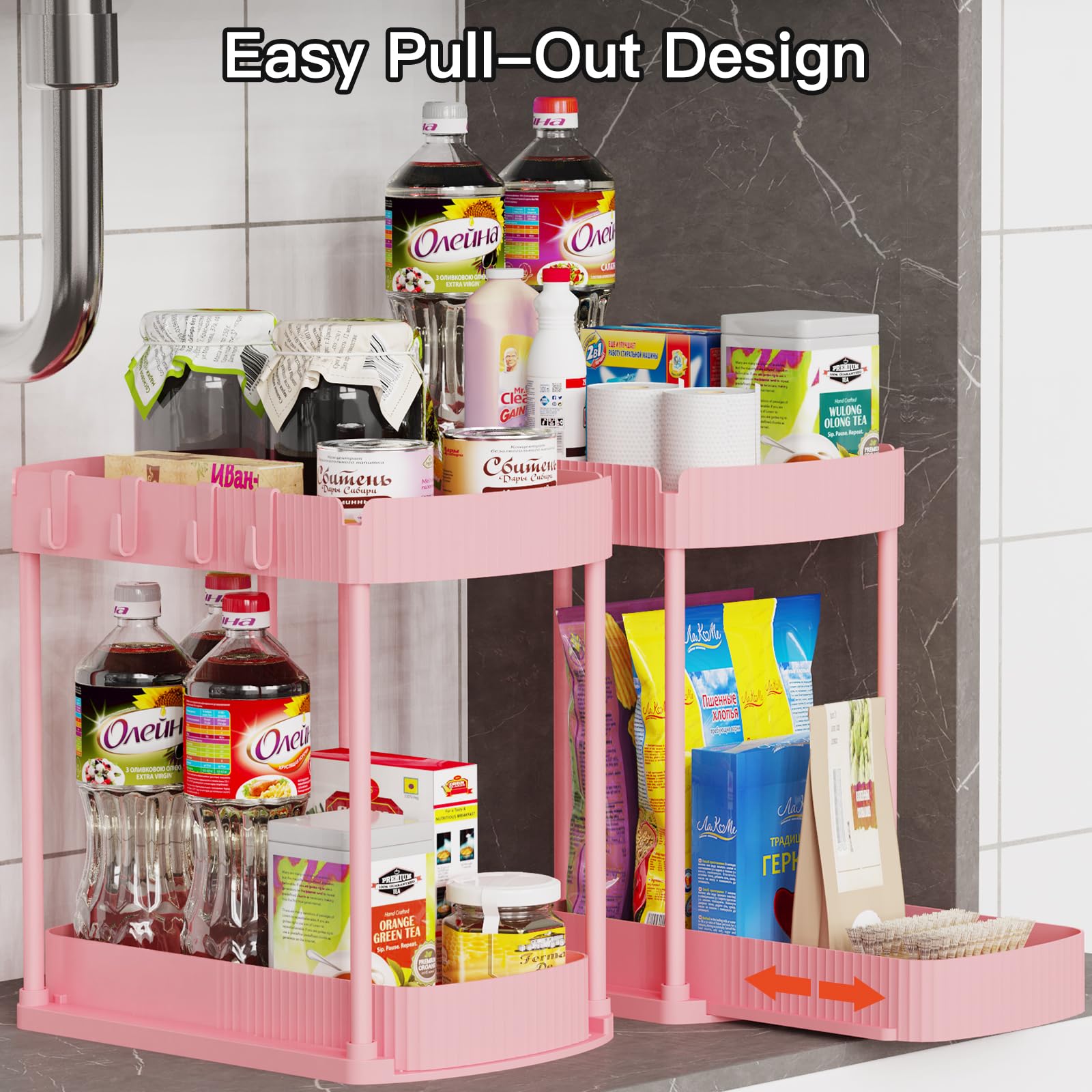 Ukeetap pull-out drawer open view demonstrates effortless access to items.