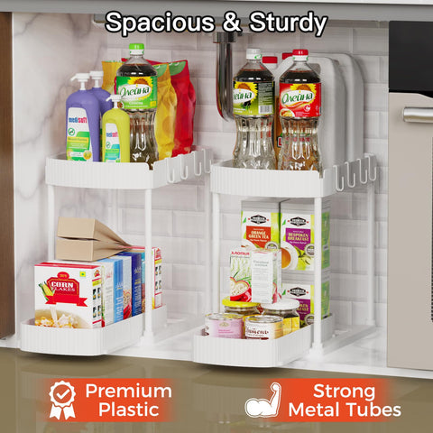 Ukeetap sturdy plastic and metal frame supports heavier items.