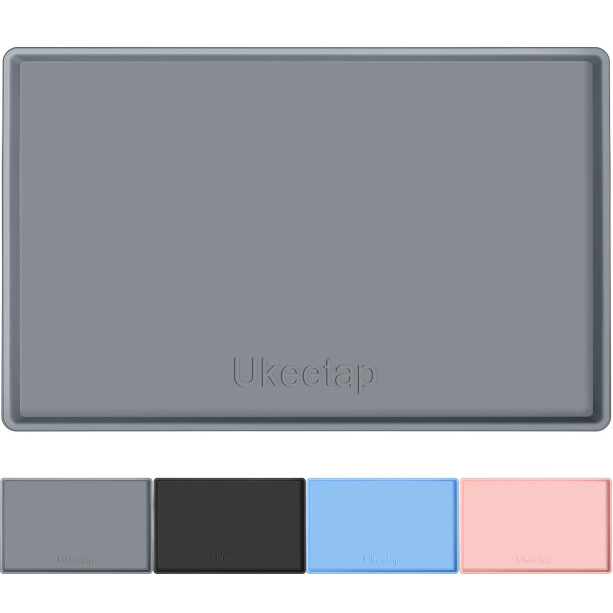 Ukeetap under-sink mat with raised edge helps contain spills.