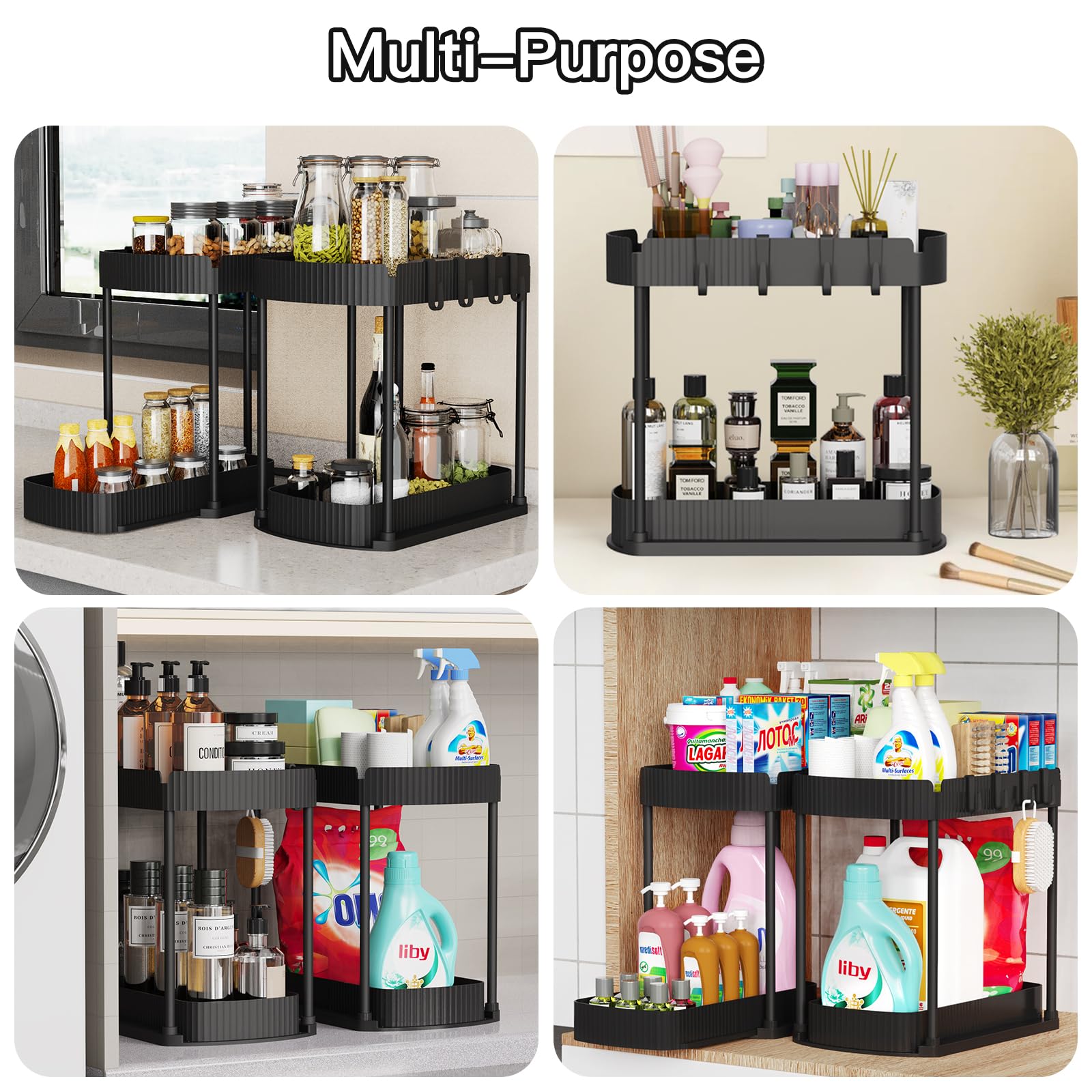 Ukeetap under-sink organizer fits tight kitchen and bathroom spaces.