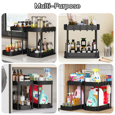 Ukeetap under-sink organizer fits tight kitchen and bathroom spaces.
