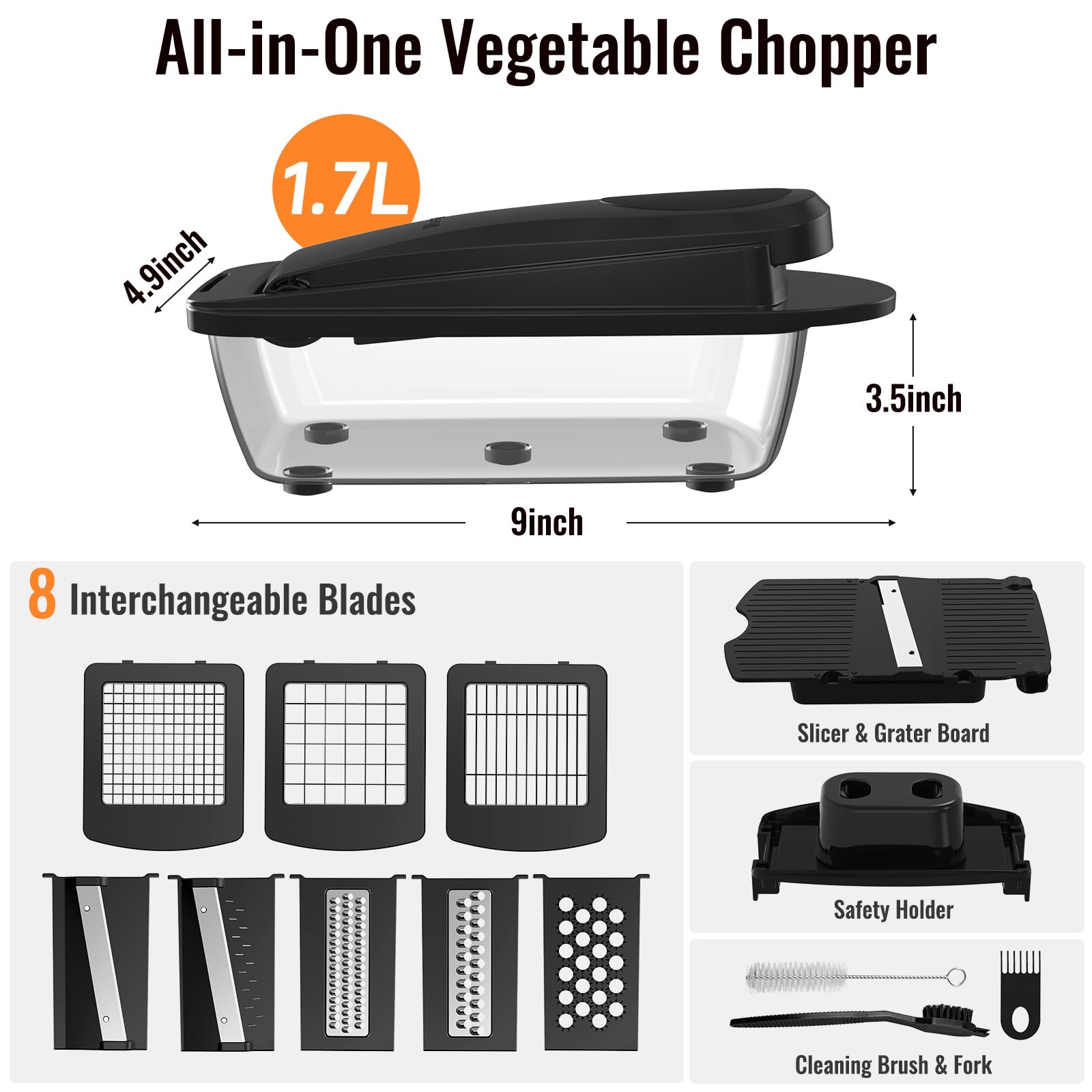 Ukeetap chopper with 17L container keeps prep area tidy.