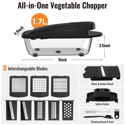 Ukeetap chopper with 17L container keeps prep area tidy.