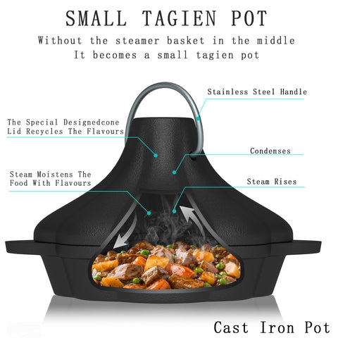 UKENEM cast-iron garlic roaster steamer layer for gentle steaming.