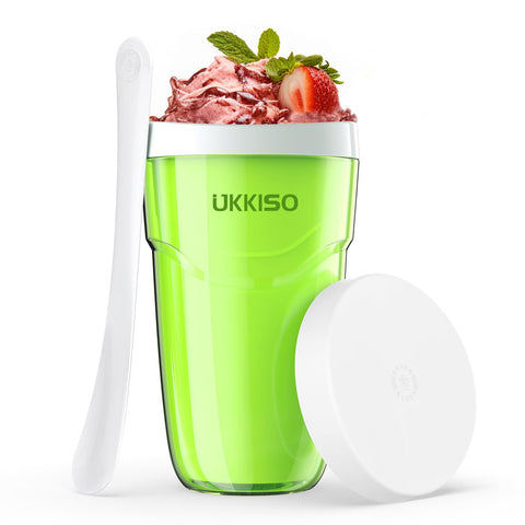 UKKISO slushie-maker cup with freezer-core in action for refreshing frozen drinks
