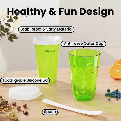UKKISO smoothie cup with silicone lid keeps contents clean and fresh