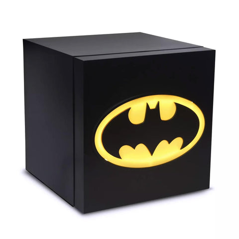 Ukonic Batman logo fridge front glows while keeping drinks cool.
