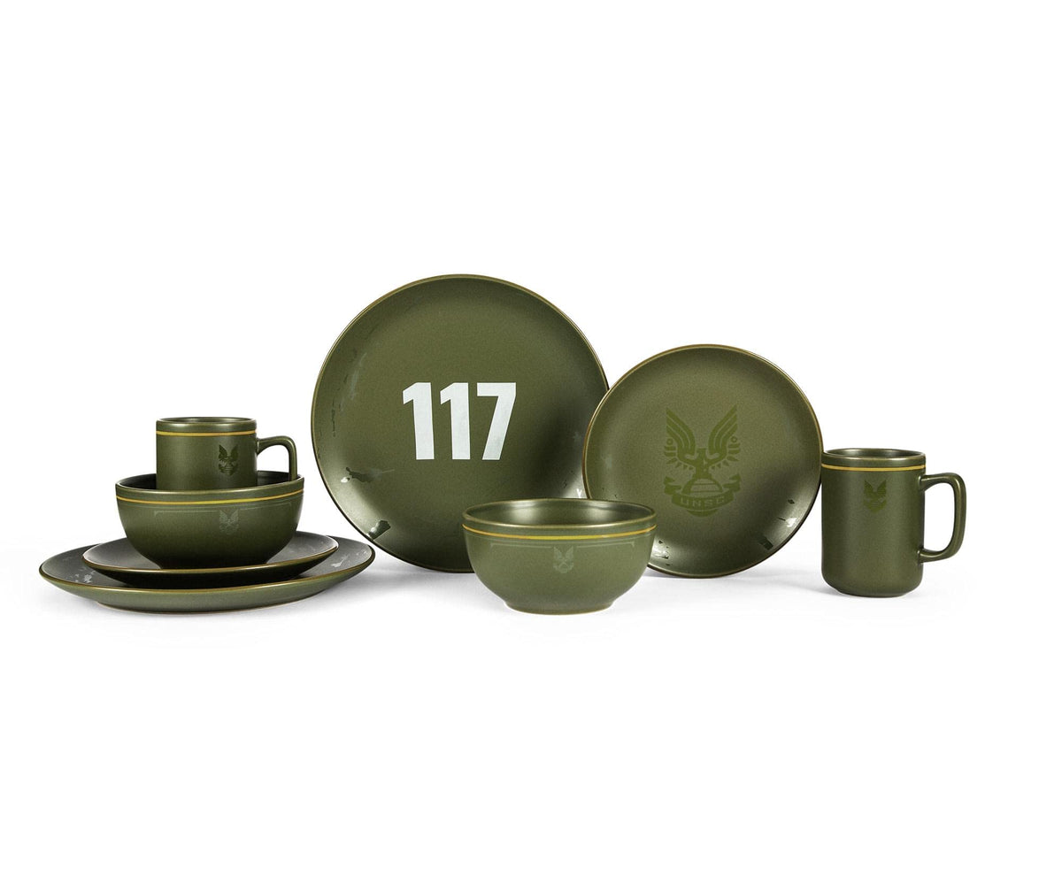 Ukonic HALO Master Chief 117 dinner plate green, durable stoneware for daily meals.