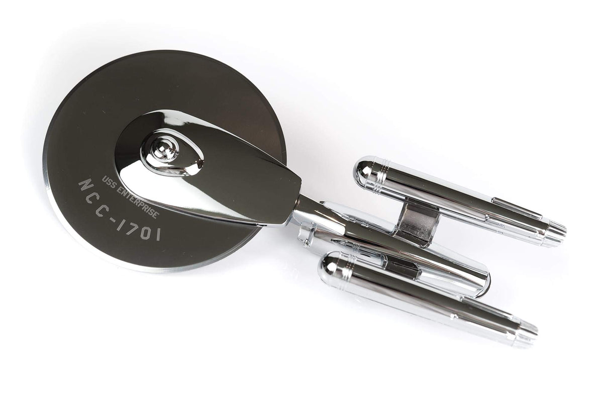 Ukonic Star Trek Enterprise pizza cutter with iconic saucer blade for precise slices.