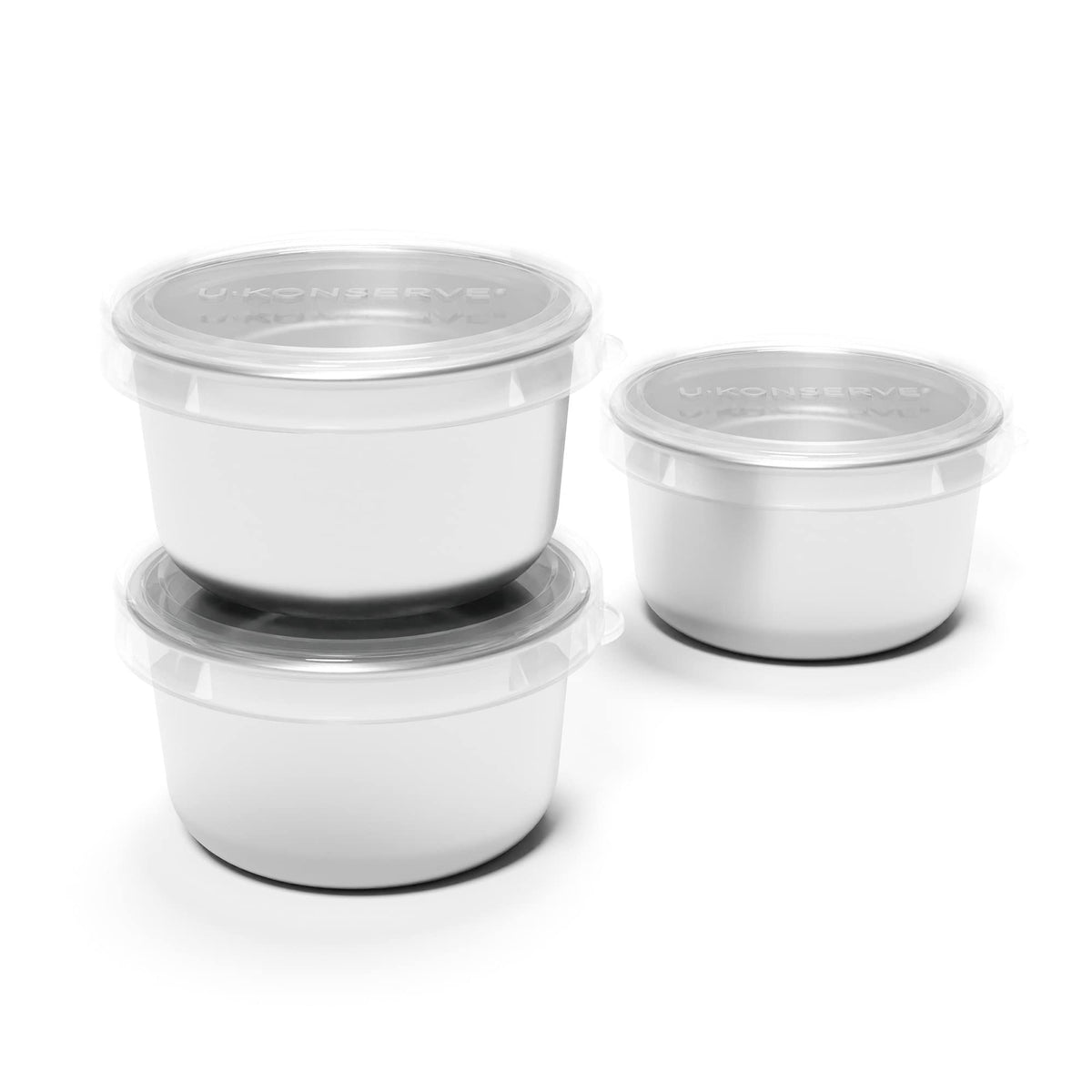 U Konserve stainless steel mini containers, 3 oz set for portable snacks.