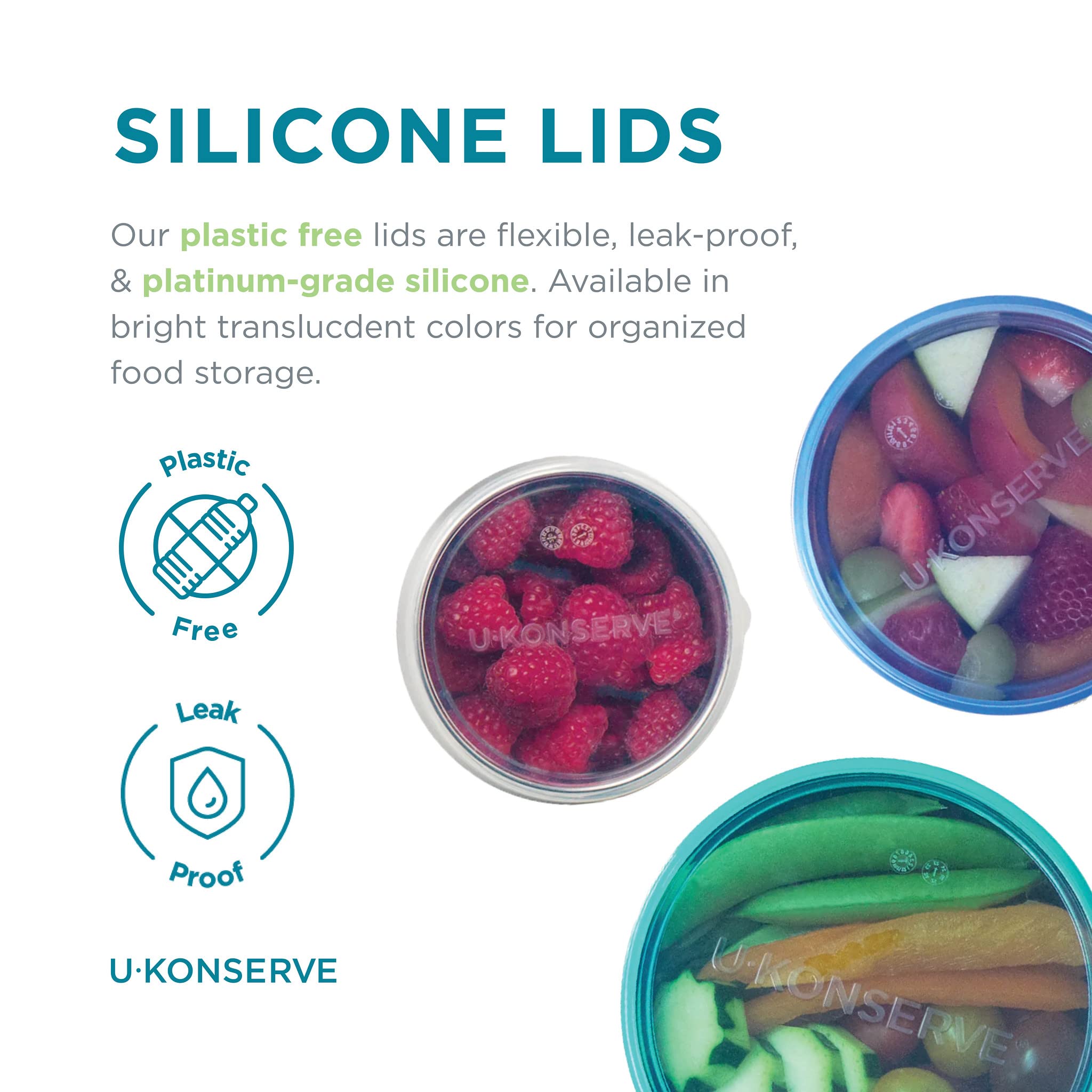 U Konserve mini containers with silicone lids close-up, leak-free storage.