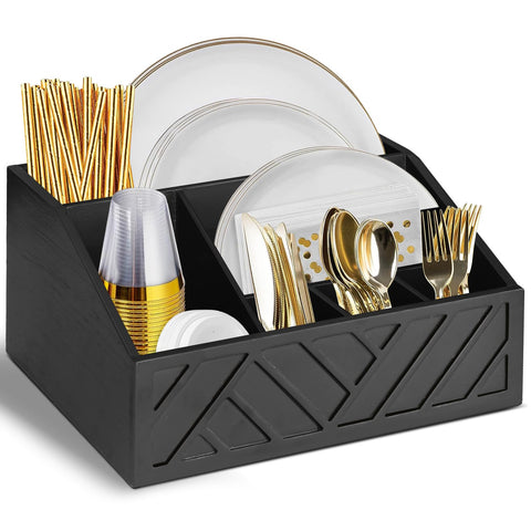 Ukonvi paper plate dispenser front view with six compartments for easy access
