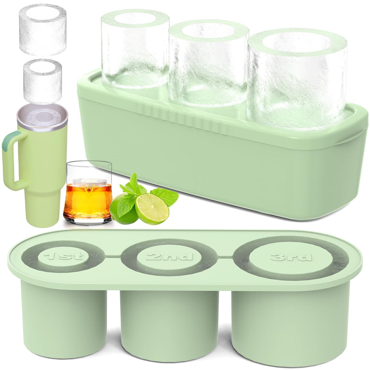Ukulork Ice Cube Tray for 40oz tumblers with three large ice cylinders for extended chill.