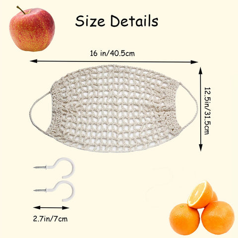 UlifeBetter macrame fruit net banana hammock adds stylish storage for produce.
