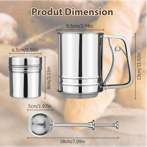 Ullnosoo cocoa powder dusting sifter for desserts with precision.