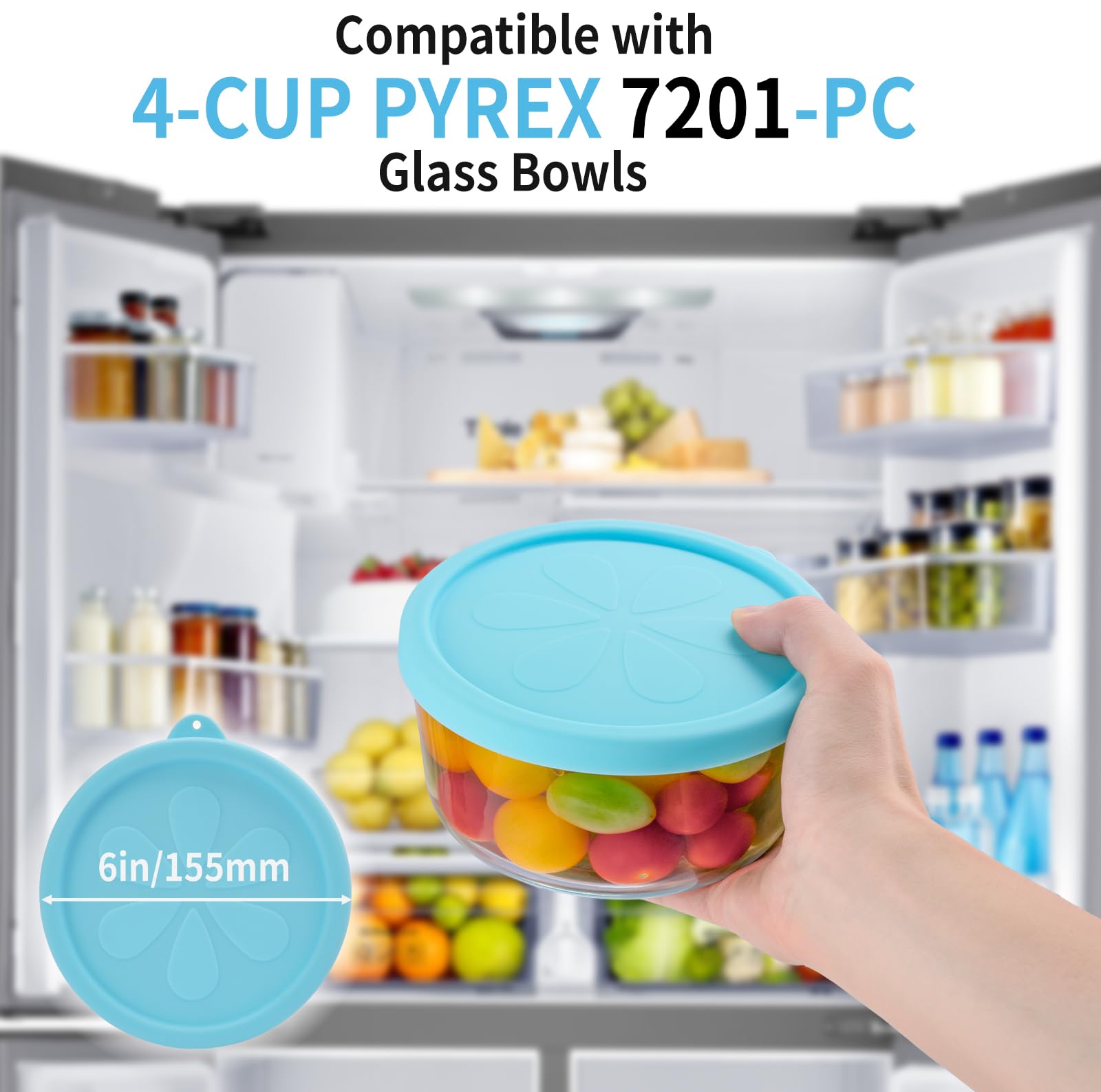 Ullnosoo silicone lid for Pyrex 7201-PC is dishwasher-safe for easy cleaning.
