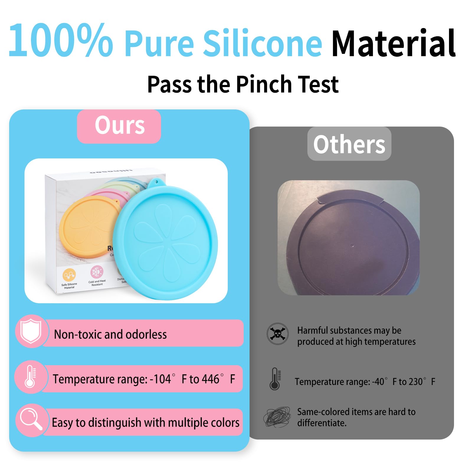 Ullnosoo four-color silicone lids for Pyrex 7201-PC enable color coding.