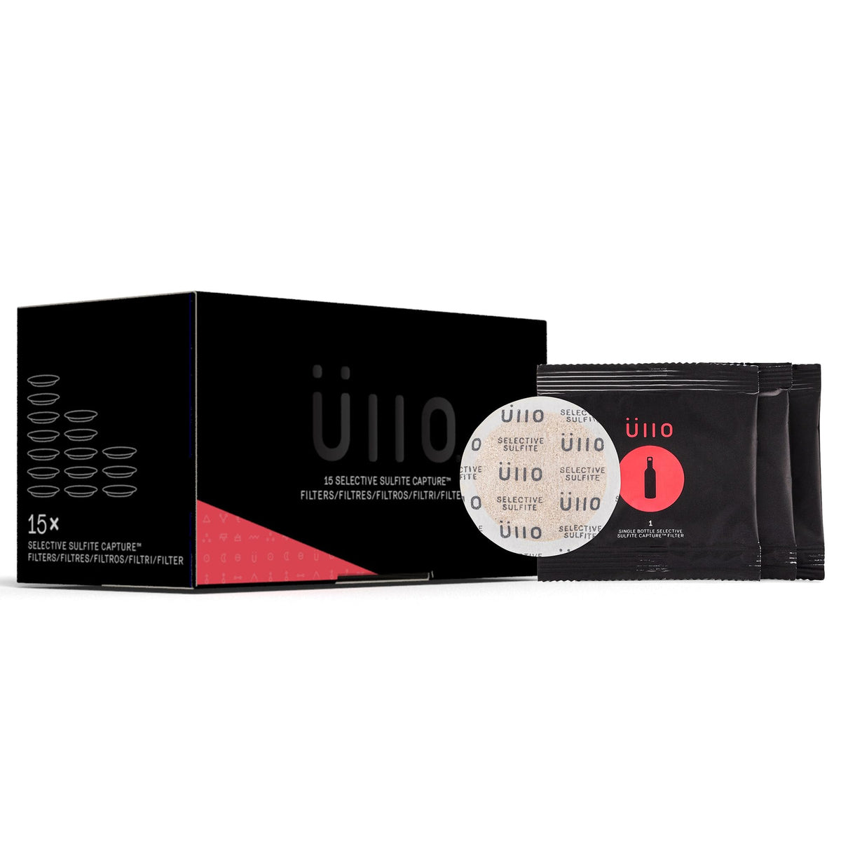 Üllo full bottle replacement filters 15-pack reduce sulfites to preserve aroma
