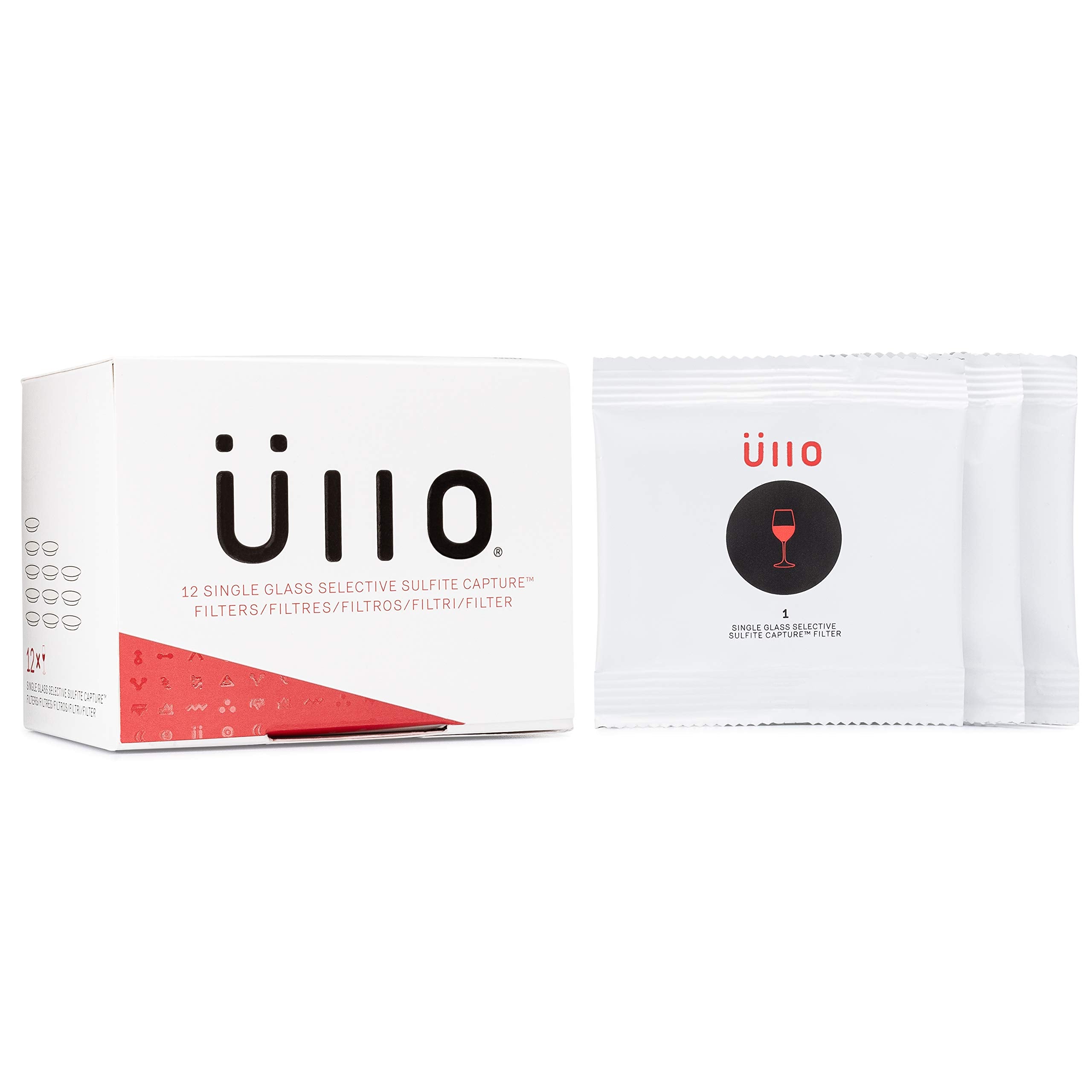 Ullo filter pack beside glass invites clearer wine flavors and aroma