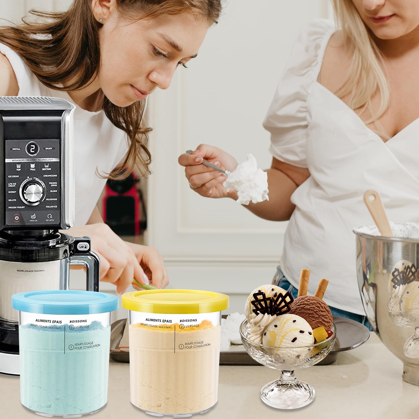 ULTAC Ninja Creami Deluxe dishwasher-safe pints, built to last through many batches.