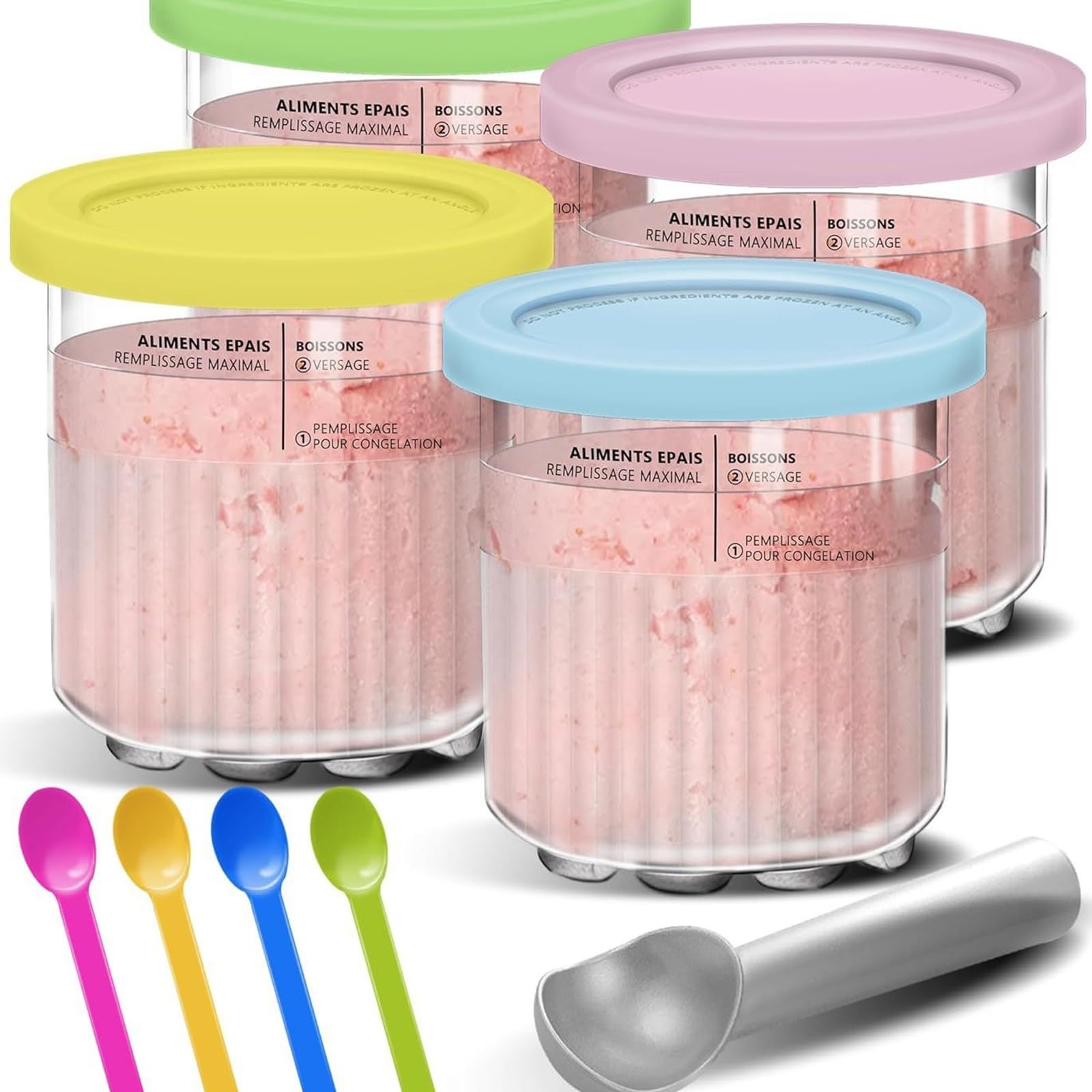 ULTAC Ninja Creami Deluxe blue pint with lid, perfect for family-sized desserts.
