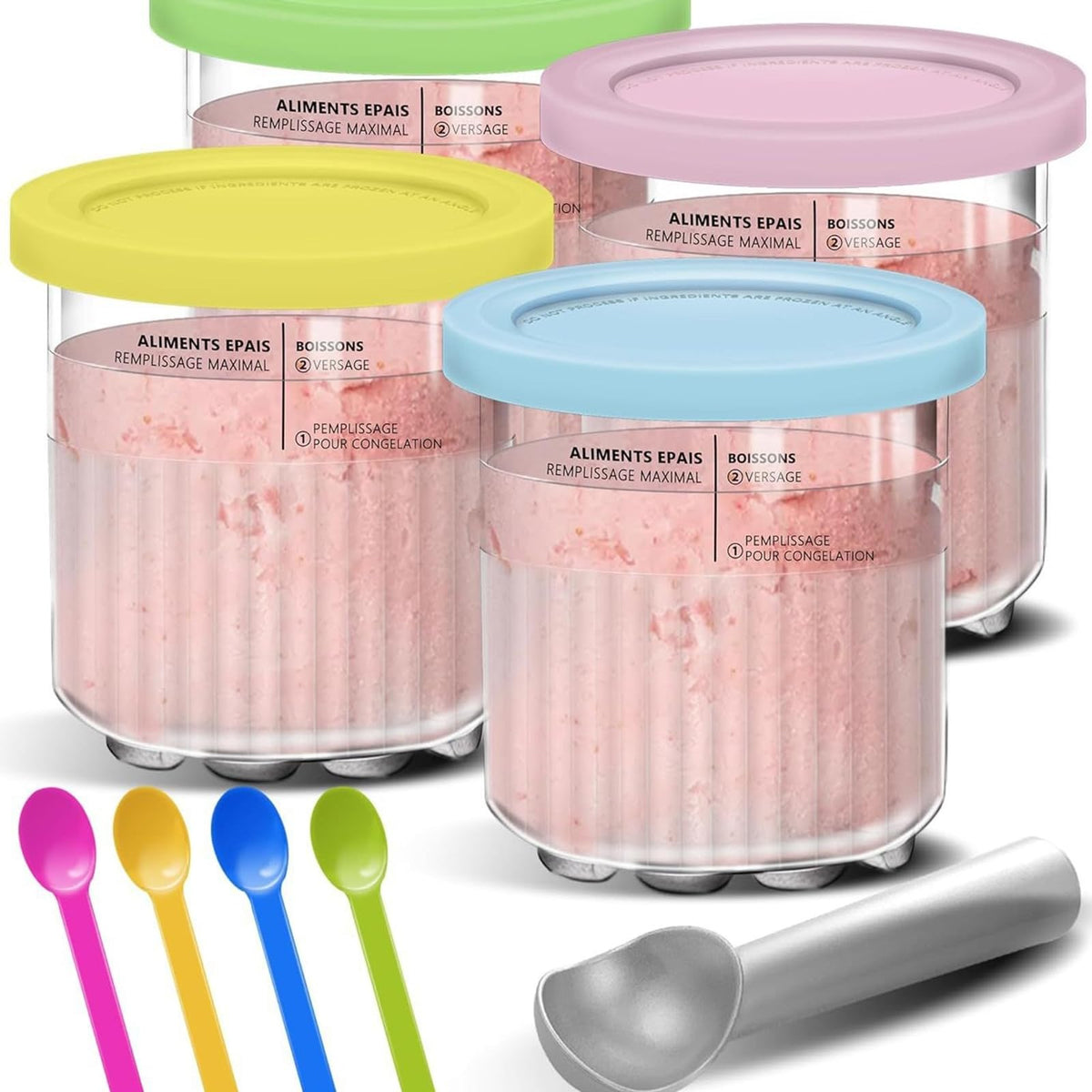 ULTAC Ninja Creami Deluxe blue pint with lid, perfect for family-sized desserts.