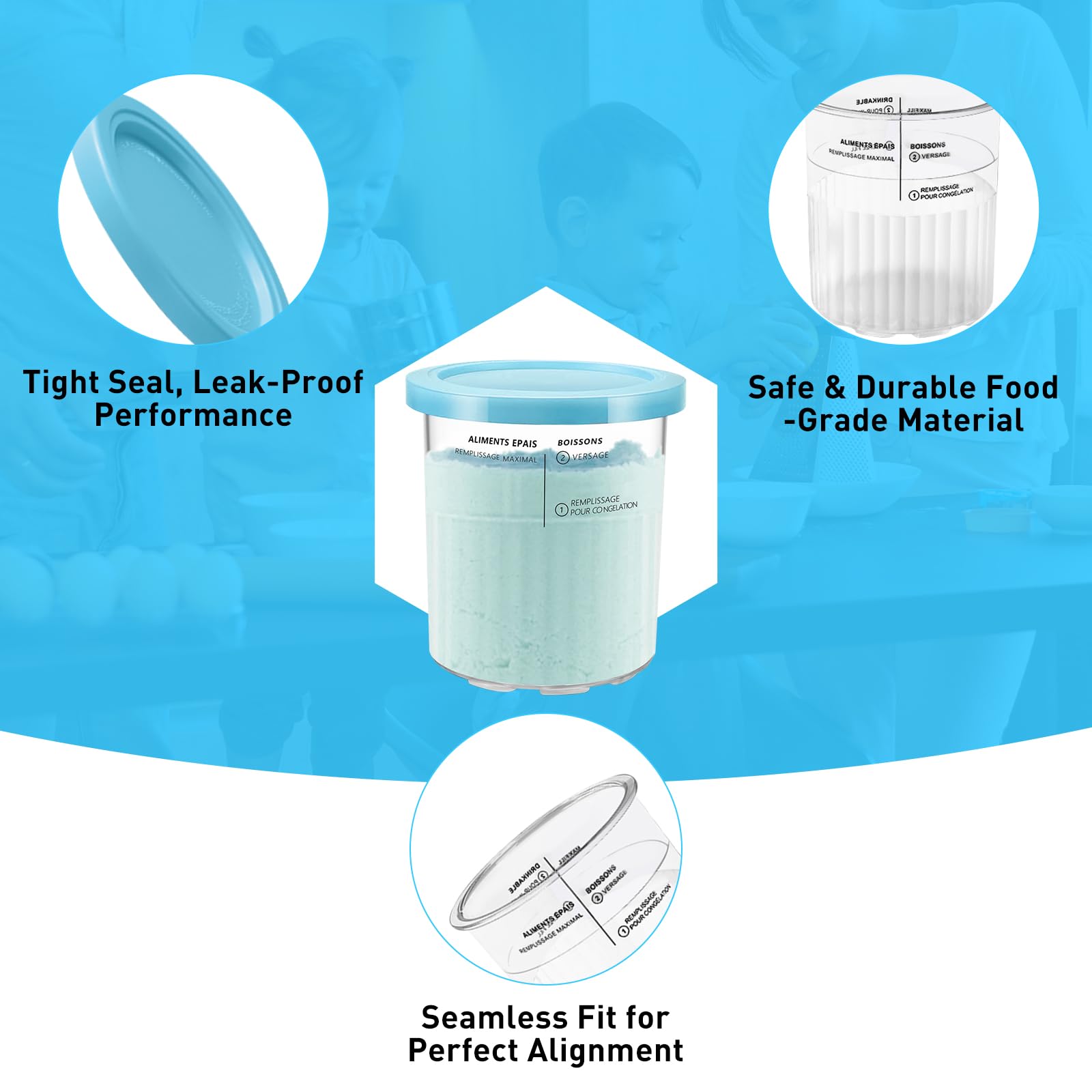 ULTAC Ninja Creami Deluxe grey pint with lid, keeps treats fresh in the freezer.