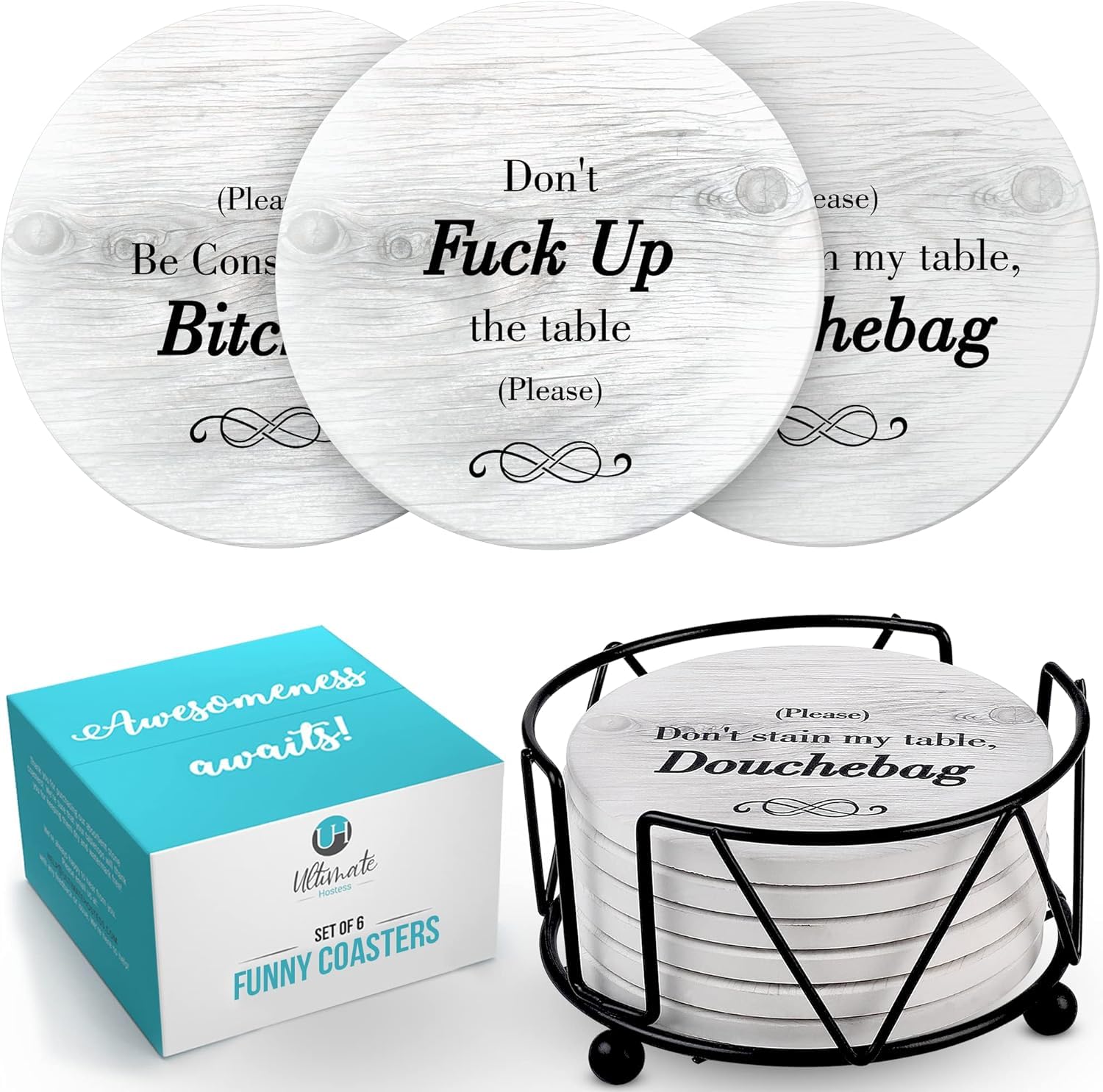 Ultimate Hostess birthday coasters bring humor to celebrations
