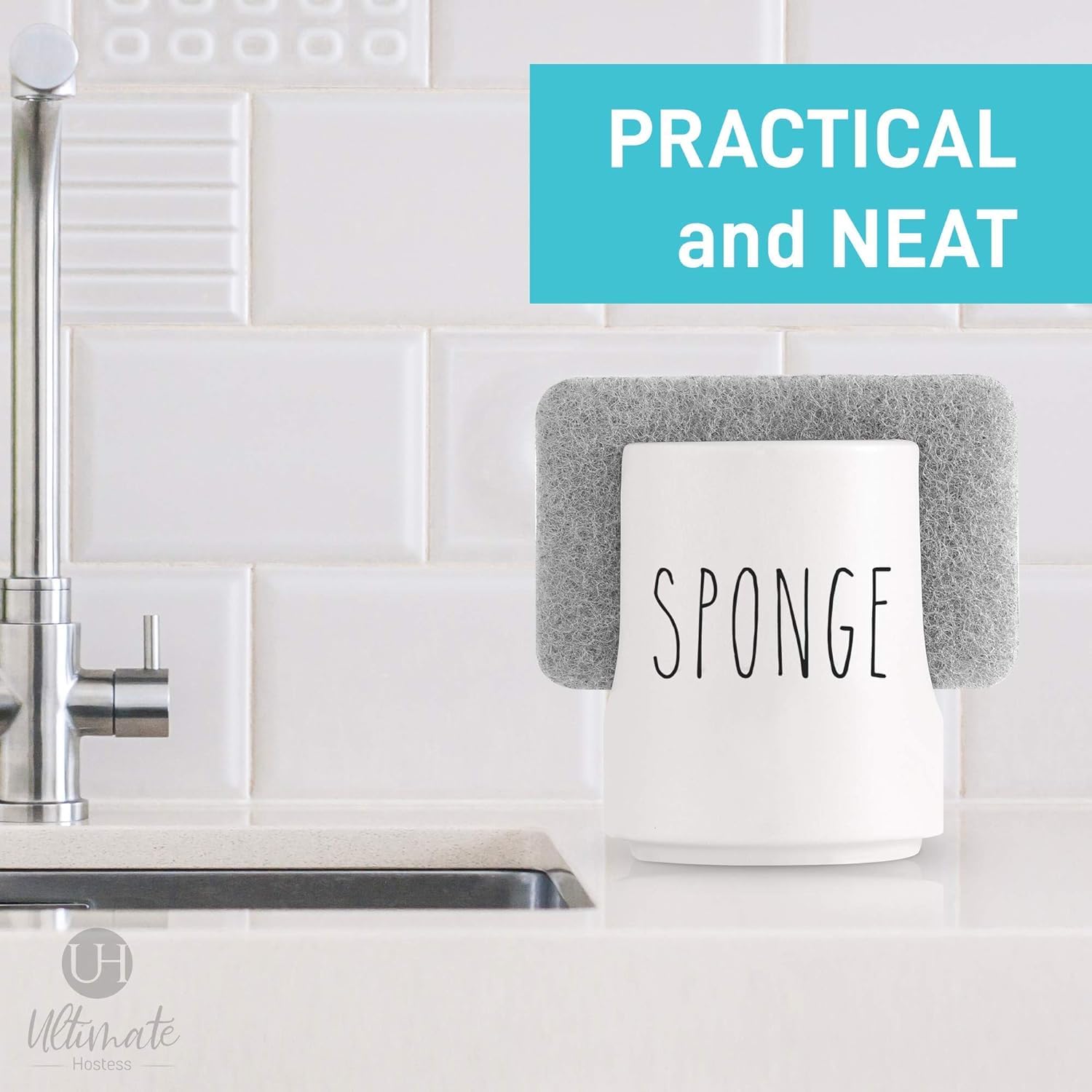 Ultimate Hostess ceramic holder with engraved SPONGE label as a decorative detail.