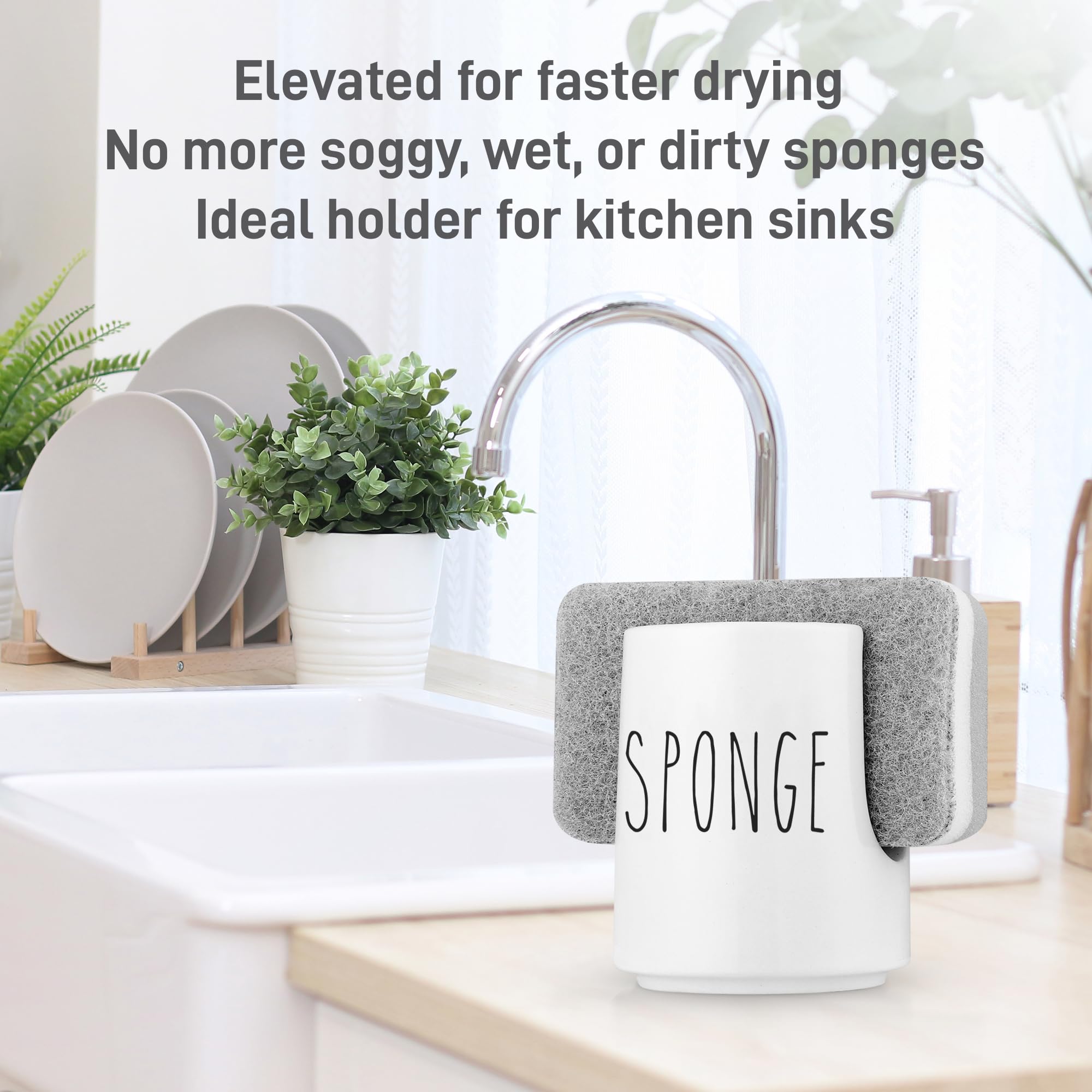 Ultimate Hostess sponge holder with soft gray included sponge for immediate use.