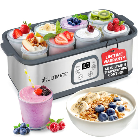 Ultimate Probiotic Yogurt Maker control panel demonstrates precise temperature control for custom yogurt.