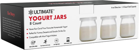 Ultimate Yogurt Jars: 6oz glass jars with lids for fresh, on-the-go snacks.