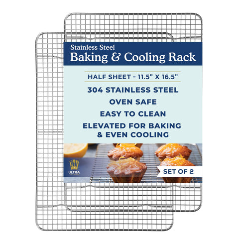 Ultra Cuisine cooling racks 2-pack for half-sheet pans and even airflow