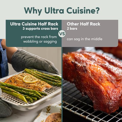 Ultra Cuisine racks are dishwasher-safe for quick, rust-free cleaning